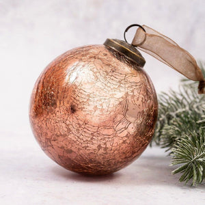 4” LARGE  BAUBLES GOLD FOIL CRACKLE GLASS BALL