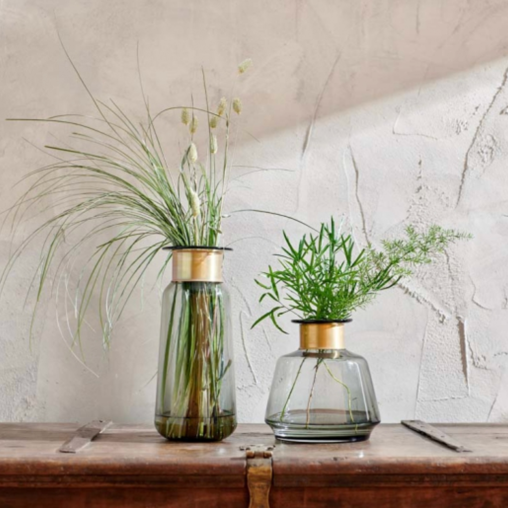 MIZA GLASS VASE GREEN - TALL - Feather & Twigs