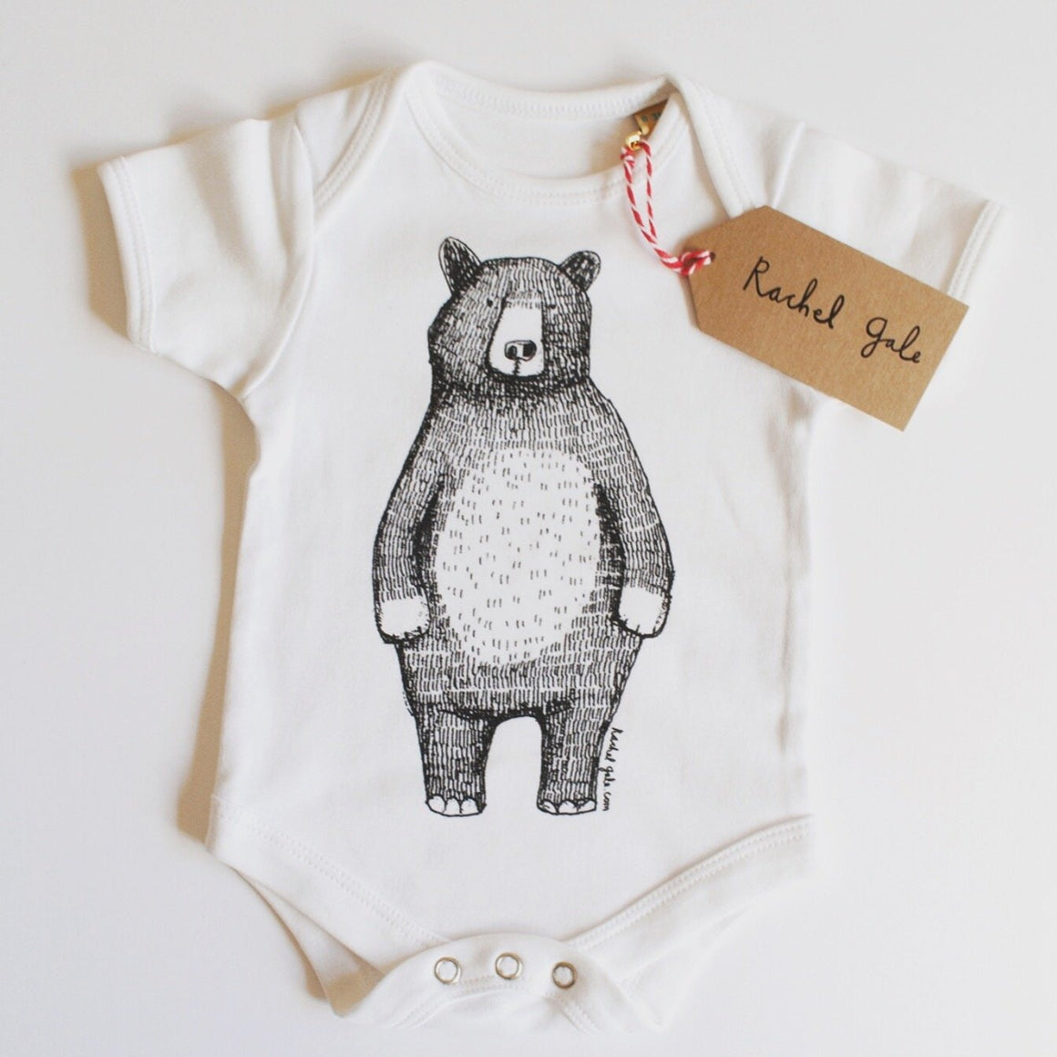 MR BEAR - BABY GROW - WHITE - Feather & Twigs