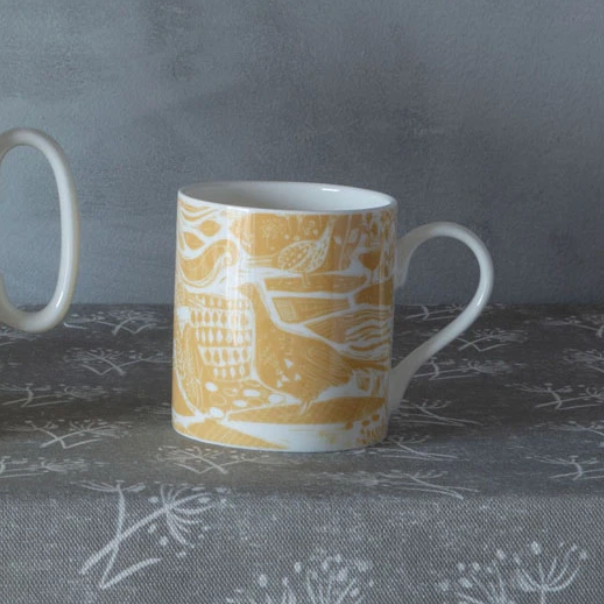 THROUGH THE FIELDS OCHRE MUG BY SAM WILSON - Feather & Twigs