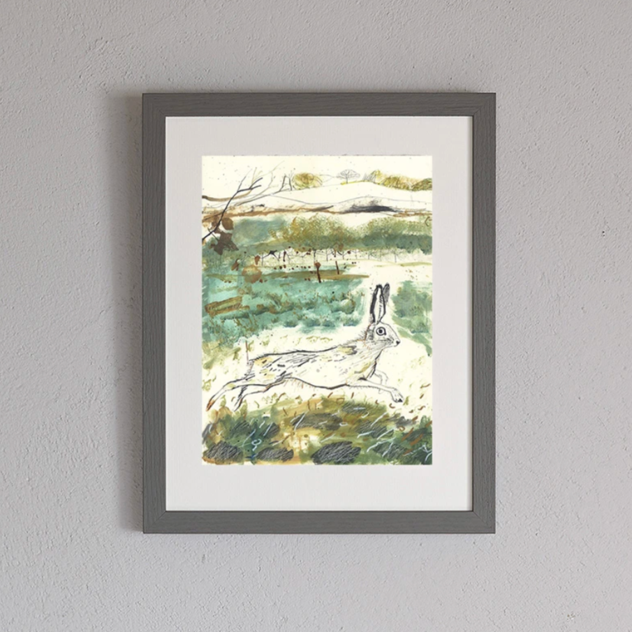 FRAMED OR UNFRAMED 'HEATHLAND HARE' PRINT BY SAM WILSON – SIGNED, WOODLAND INSPIRED - Feather & Twigs
