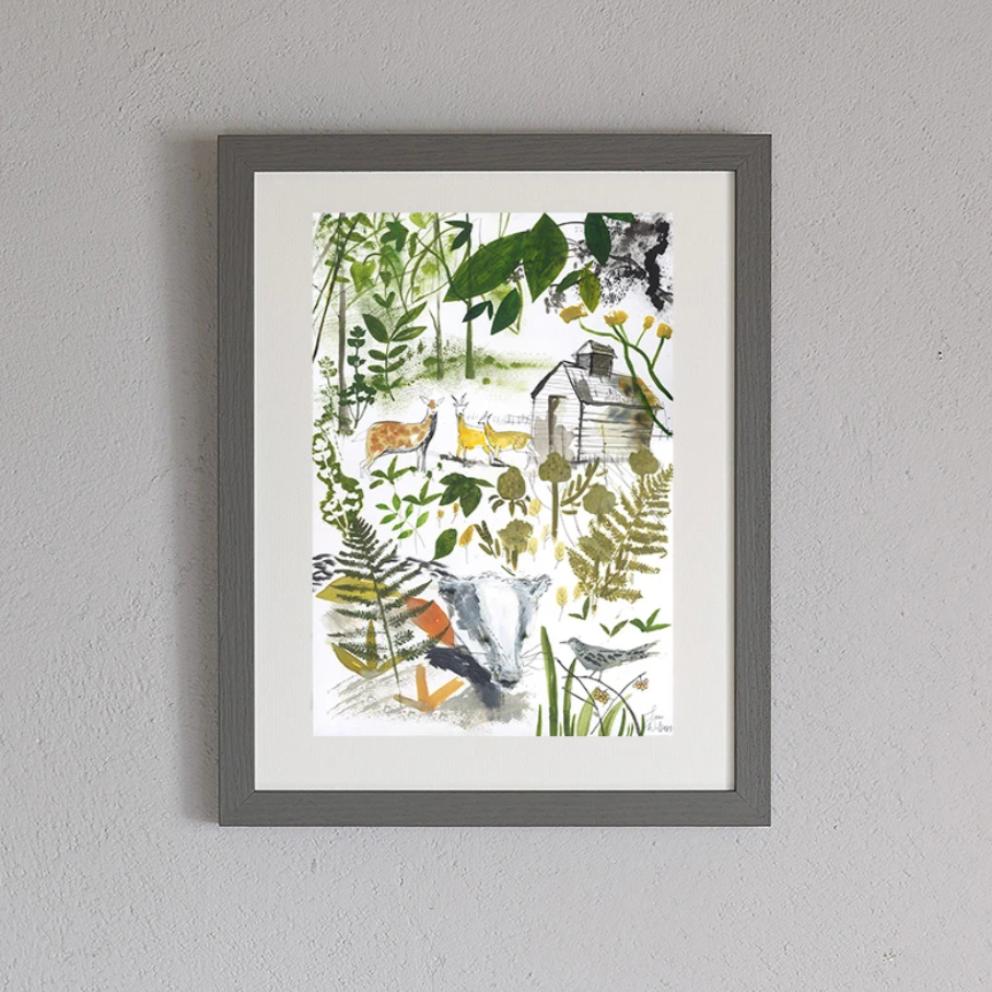 FRAMED OR UNFRAMED 'INTO-THE-WOODS'' PRINT BY SAM WILSON – SIGNED, WOODLAND INSPIRED - Feather & Twigs