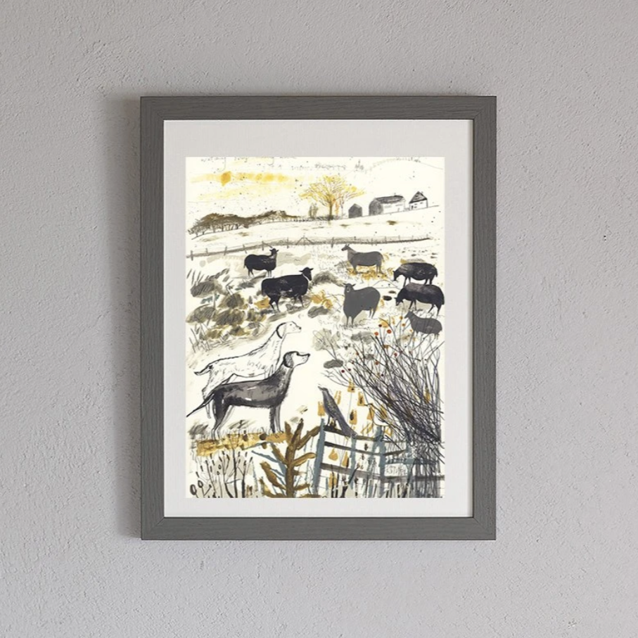 FRAMED OR UNFRAMED 'WATCHING SHEEP' PRINT BY SAM WILSON – SIGNED, WOODLAND INSPIRED - Feather & Twigs