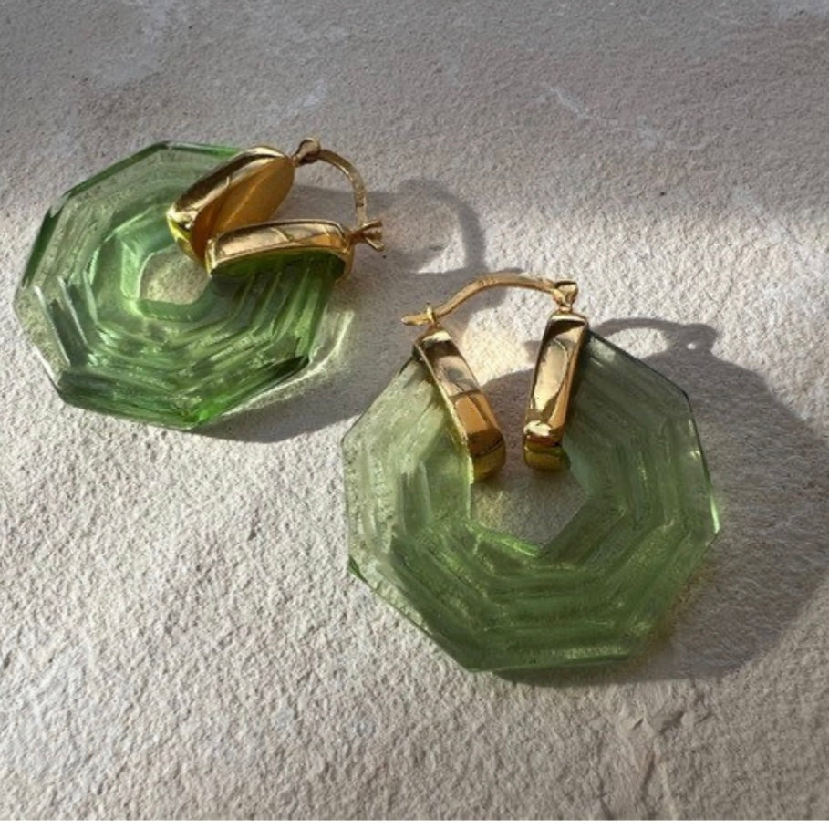 SPHINX EARRINGS-SOFT GREEN - Feather & Twigs