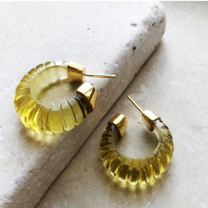 ESME EARRINGS - LEMON/GREEN/CITRINE - Feather & Twigs
