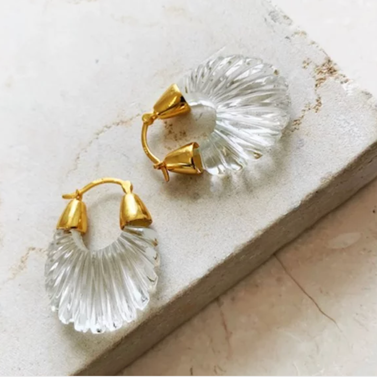 ETIENNE CRYSTAL CLEAR RIDGED EARRINGS - Feather & Twigs