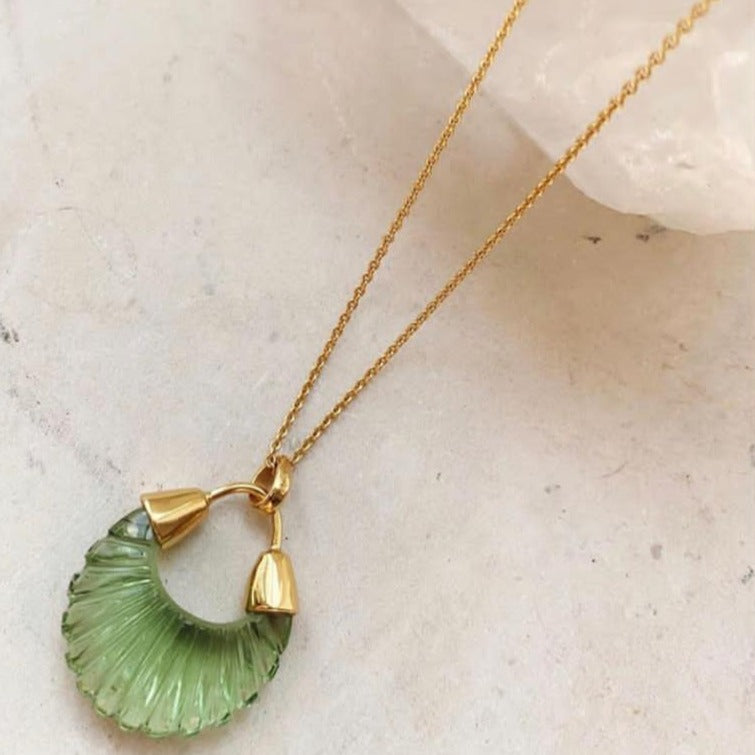 ETIENNE NECKLACE- CLEAR, PINK, GREEN RIDGED - Feather & Twigs