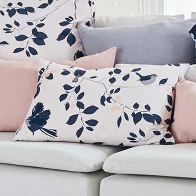 WREN & CHERRY CUSHION BY LORNA SYSON - Feather & Twigs